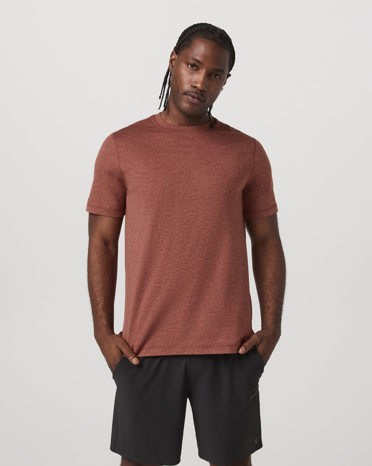 Short Sleeve Ponto Performance Tee Firebrick Heather | Vuori shop