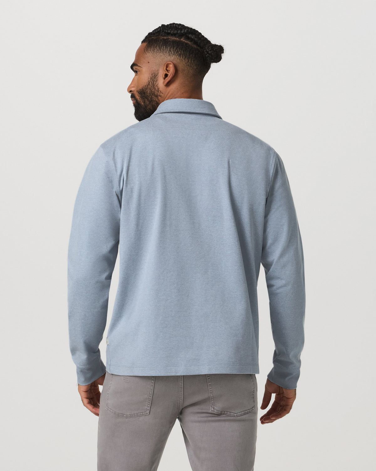 Men's Long Sleeve Coronado Rugby Shirt Blue Dusk Heather | Vuori for sale