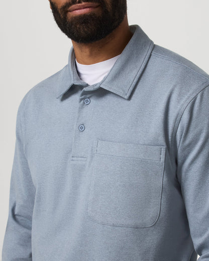 Men's Long Sleeve Coronado Rugby Shirt Blue Dusk Heather | Vuori for sale
