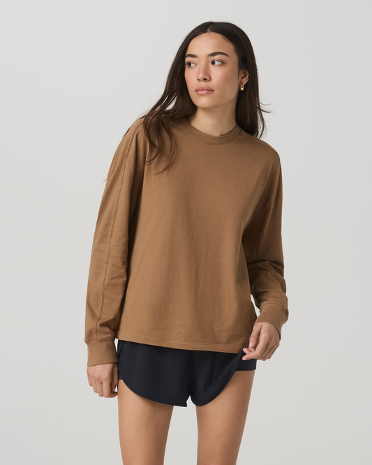 Long Sleeve Heavyweight Cotton Tee Women's Acorn Shirt | Vuori for sale