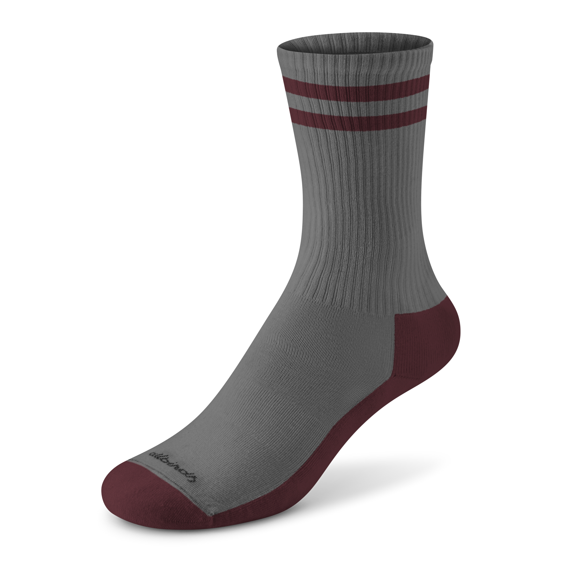 Anytime Crew Sock - Medium Grey/Hazy Burgundy Stripe